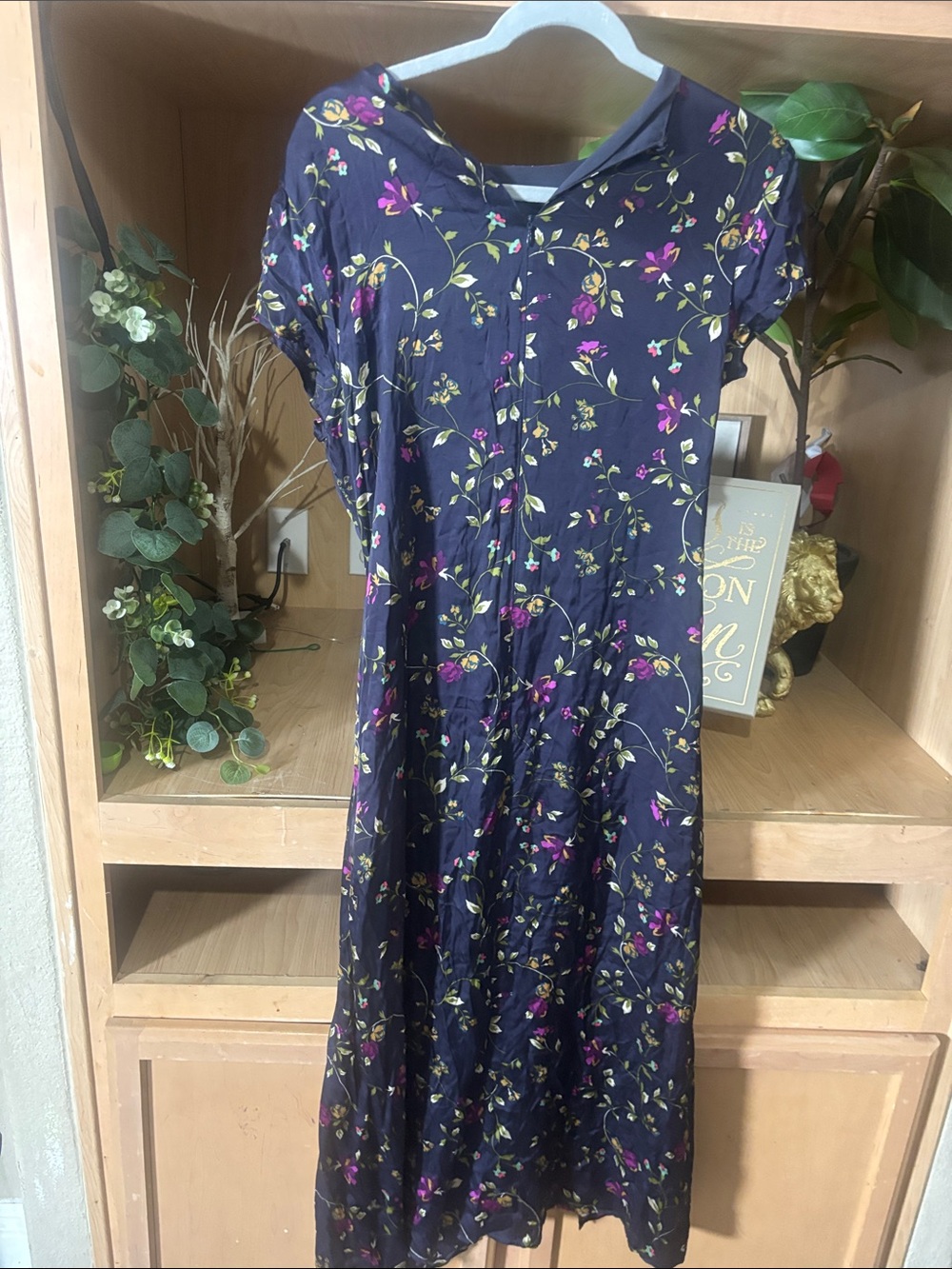 Petal & Pup Navy Floral Midi Dress with Pink and Green Accents - Picture 5 of 10